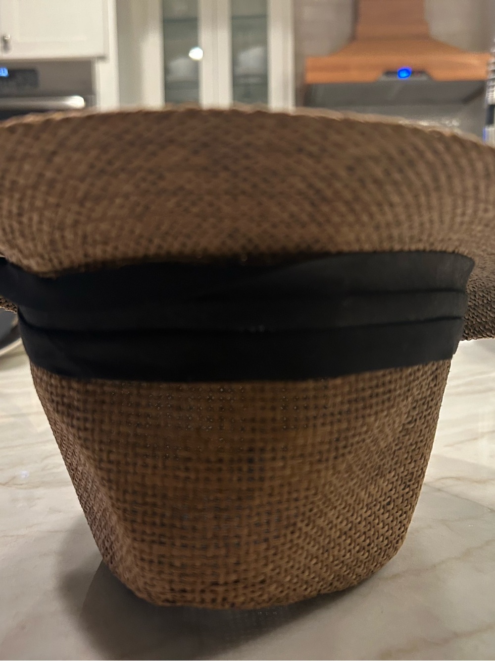 Straw Fedora Hat with Black Band - Neutral Tan - fits adult small - Picture 3 of 5
